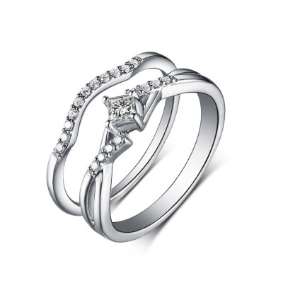 Princess Cut White Sapphire 925 Sterling Silver Wedding Sets