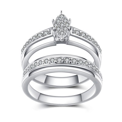 Unique Design White Sapphire 925 Sterling Silver Bridal Sets