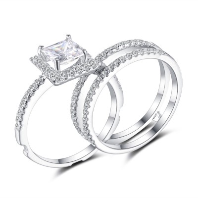 Cushion Cut White Sapphire 925 Sterling Silver Bridal Sets