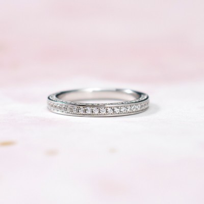 Round Cut White Sapphire Sterling Silver Women's Wedding Band