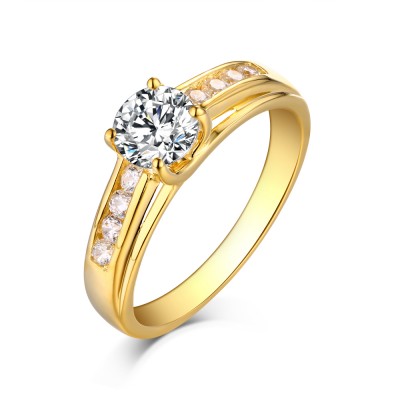 Round Cut Gold 925 Sterling Silver White Sapphire Engagement Rings