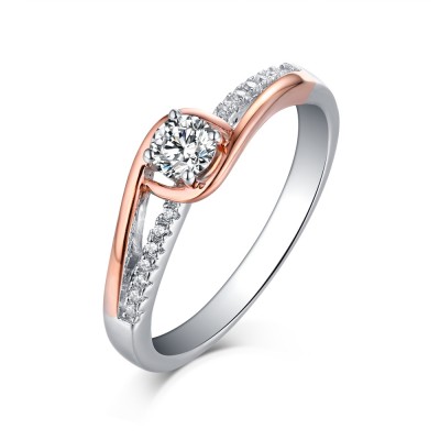 Round Cut Rose Gold 925 Sterling Silver White Sapphire Engagement Rings