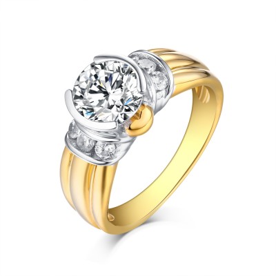 Round Cut Gold S925 Silver White Sapphire Classic Engagement Rings