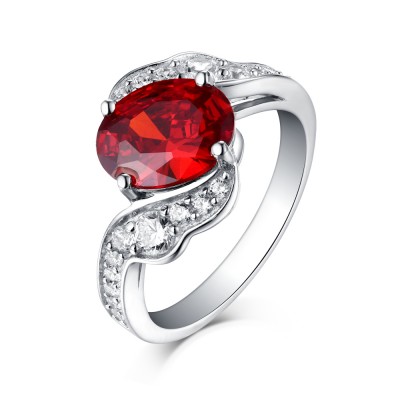 Round Cut Ruby 925 Sterling Silver Engagement Rings