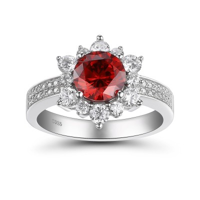 Round Cut Ruby 925 Sterling Silver Cocktail Ring