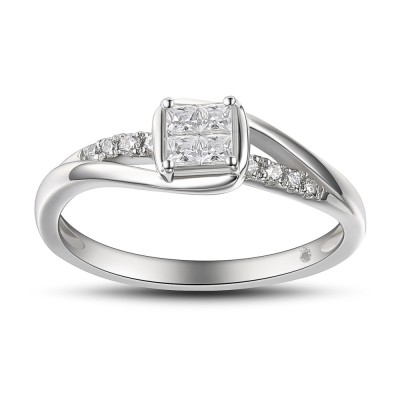 Women's Princess Cut 925 Sterling Silver White Sapphire Engagement Ring