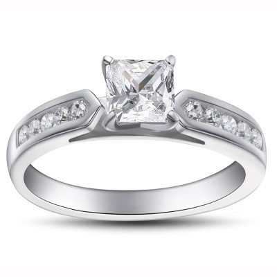 Princess Cut Gemstone 925 Sterling Silver Engagement Ring