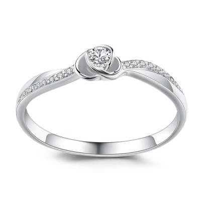 Heart Design Round Cut 925 Sterling Silver Engagement Ring