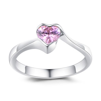 Heart Cut Pink Sapphire 925 Sterling Silver Engagement Ring