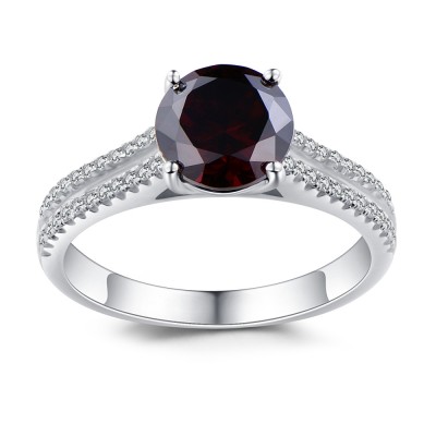 Round Cut Garnet 925 Sterling Silver Birthstone RingsGarnet