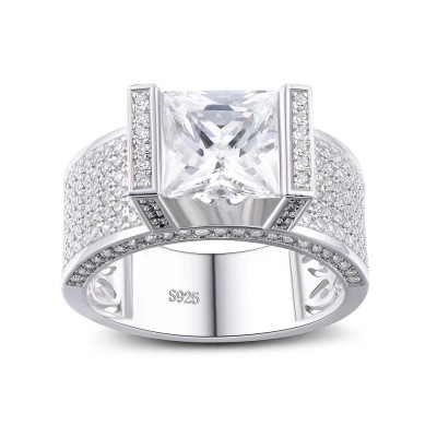 Princess Cut White Sapphire 925 Sterling Silver Engagement Ring