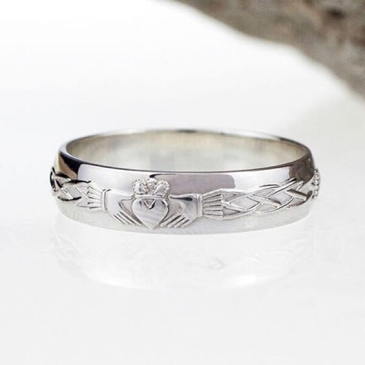 Unisex Claddagh Sterling Silver Wedding Ring Band