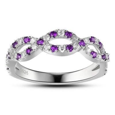 Amethyst Simple 925 Sterling Silver Women's Engagement Ring