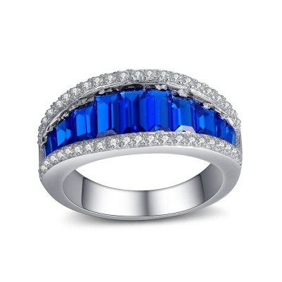 Blue Sapphire 925 Sterling Silver Women's Wedding Bands