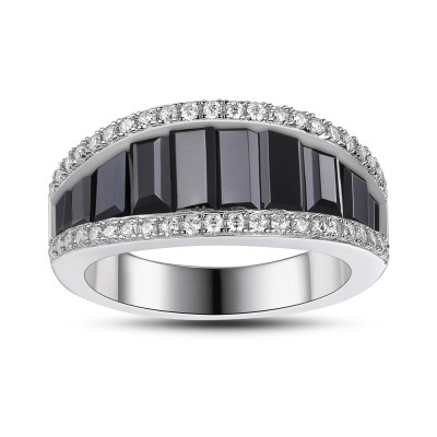 Black Sapphire 925 Sterling Silver Women's Wedding Bands