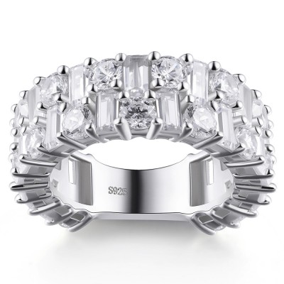 Radiant Cut White Sapphire 925 Sterling Silver Women's Wedding Bands