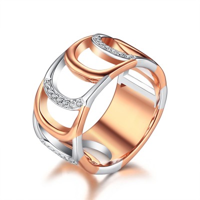 Round Cut White Sapphire Rose Gold 925 Sterling Silver Women's Wedding Bands