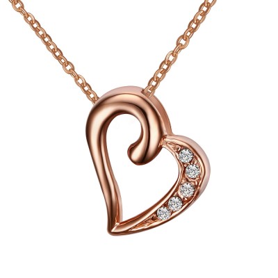 Rose Gold Heart 925 Sterling Silver With Gemstone Necklace