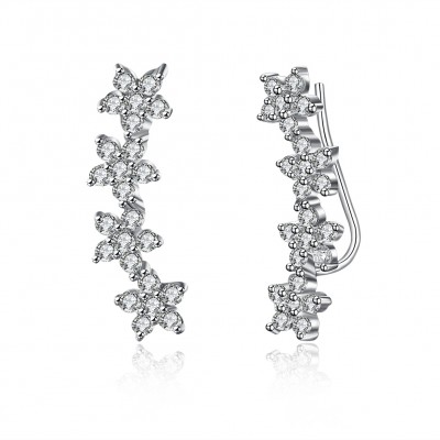 Elegant Round Cut White Sapphire S925 Silver Earrings