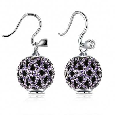 Round Cut Amethyst S925 Silver Earrings