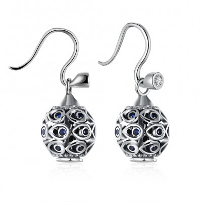 Round Cut Blue Sapphire S925 Silver Earrings