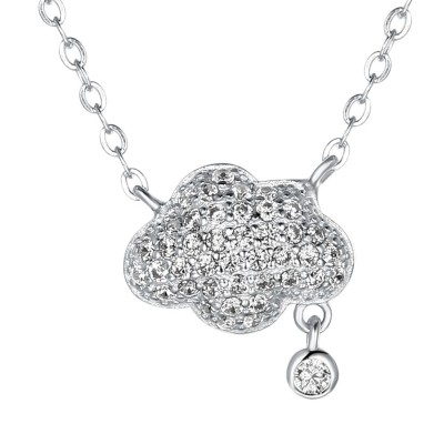 Round Cut White Sapphire S925 Silver Cloud Necklaces