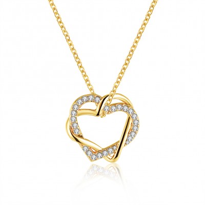 Hearts Round Cut White Sapphire Gold/Rose Gold Titanium Necklaces