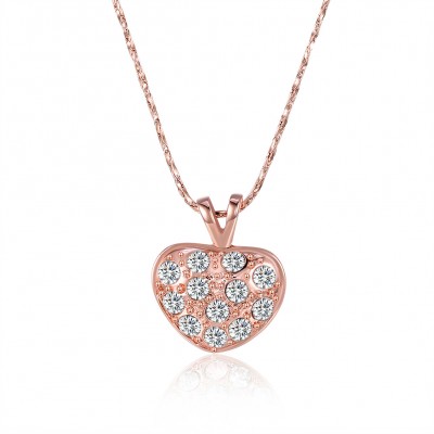 Heart Round Cut White Sapphire Gold/Rose Gold Titanium Necklaces