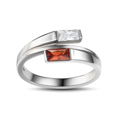 Emerald Cut Ruby Sterling Silver Cocktail Ring