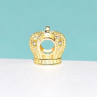 Gold Color Crown Charm Sterling Silver