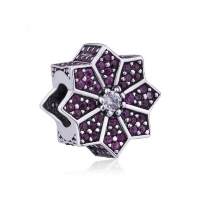 Polygon Amethyst Stone Charm Sterling Silver