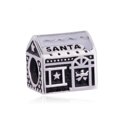 Santa House Charm Sterling Silver