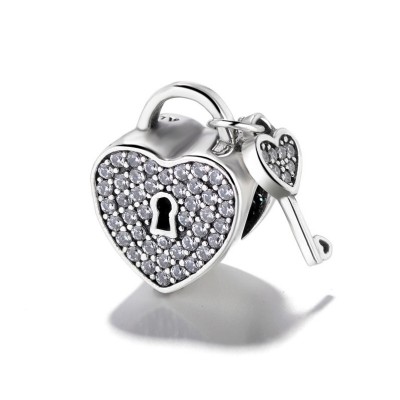 Heart Lock & Key Charm Sterling Silver