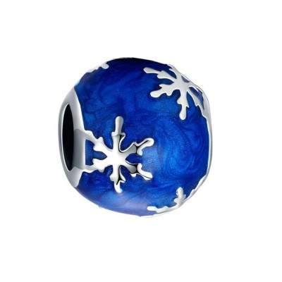 Snowflake Blue Charm Sterling Silver