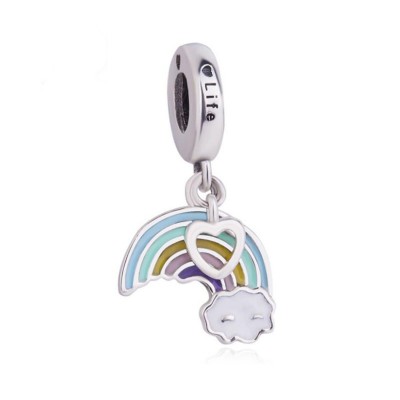 Rainbow & Cloud Charm Sterling Silver