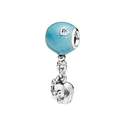 Good Luck Elephant Cyan Charm Sterling Silver