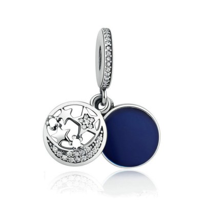 Moon & Stars Royal Blue Charm Sterling Silver