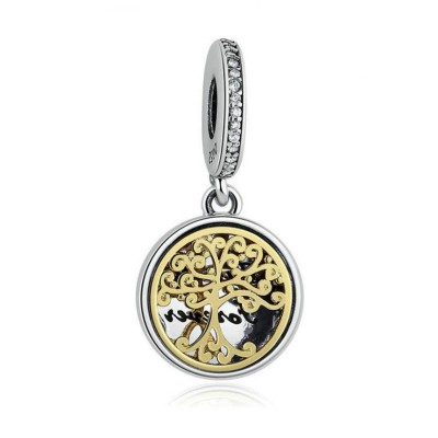 Golden Family Tree Charm Sterling Silver