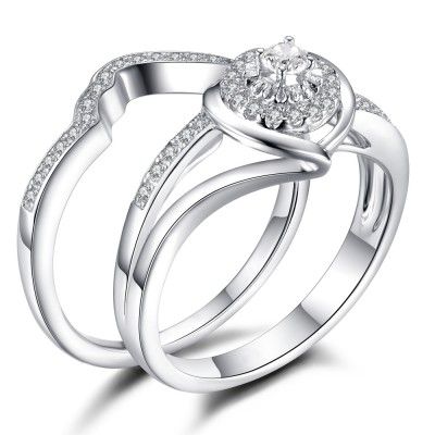 Women's Round Cut White Sapphire 925 Sterling Silver Bridal Sets