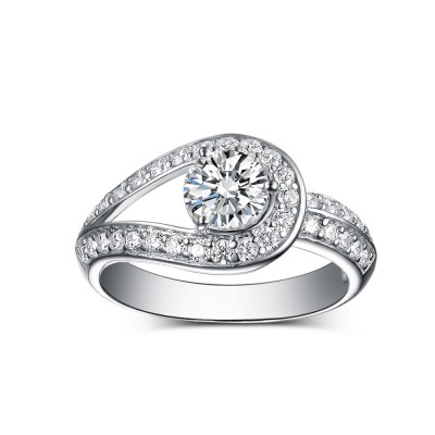 Unique Round Cut 925 Sterling Silver White Sapphire Engagement Rings