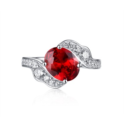 Round Cut Ruby 925 Sterling Silver Engagement Rings