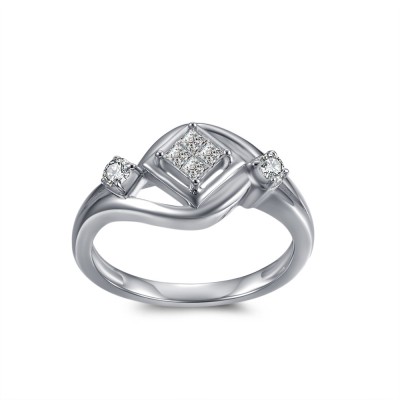 1/10CT Princess Cut Gemstone Sterling Silver Engagement Ring