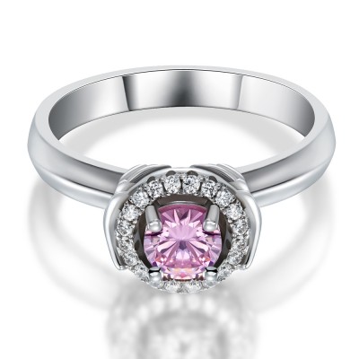 Round Cut Pink Sapphire 925 Sterling Silver Cocktail Ring