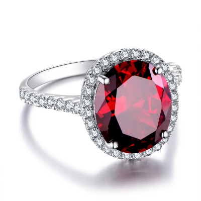 Garnet Big Cushion Cut 925 Sterling Silver Women's Ring