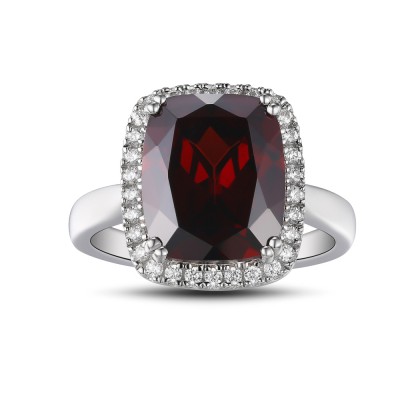 Cushion Cut 925 Sterling Silver Garnet Women's Ring