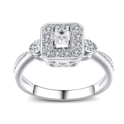 Princess Cut Gemstone 925 Sterling Silver Engagement Ring