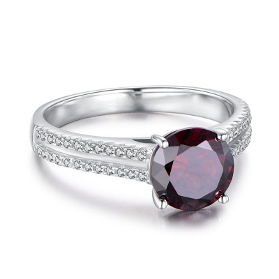 Round Cut Garnet 925 Sterling Silver Birthstone RingsGarnet