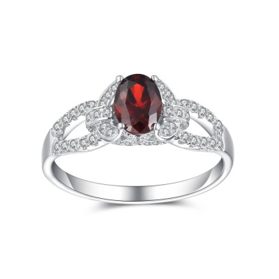 Oval Cut Ruby 925 Sterling Silver Birthstone Rings