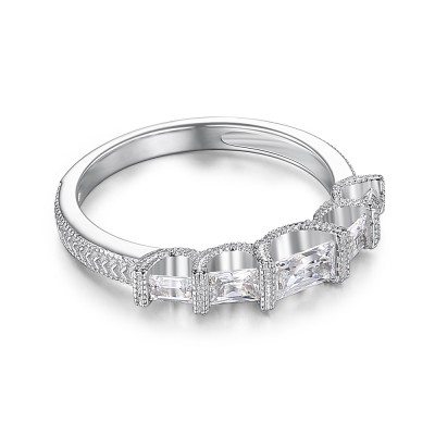 Princess Cut White Sapphire 925 Sterling Silver Women's Wedding Bands