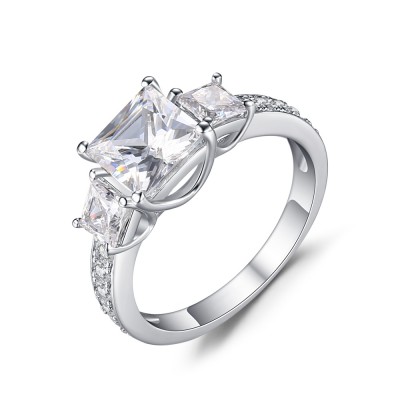 Princess Cut White Sapphire 925 Sterling Silver Engagement Ring